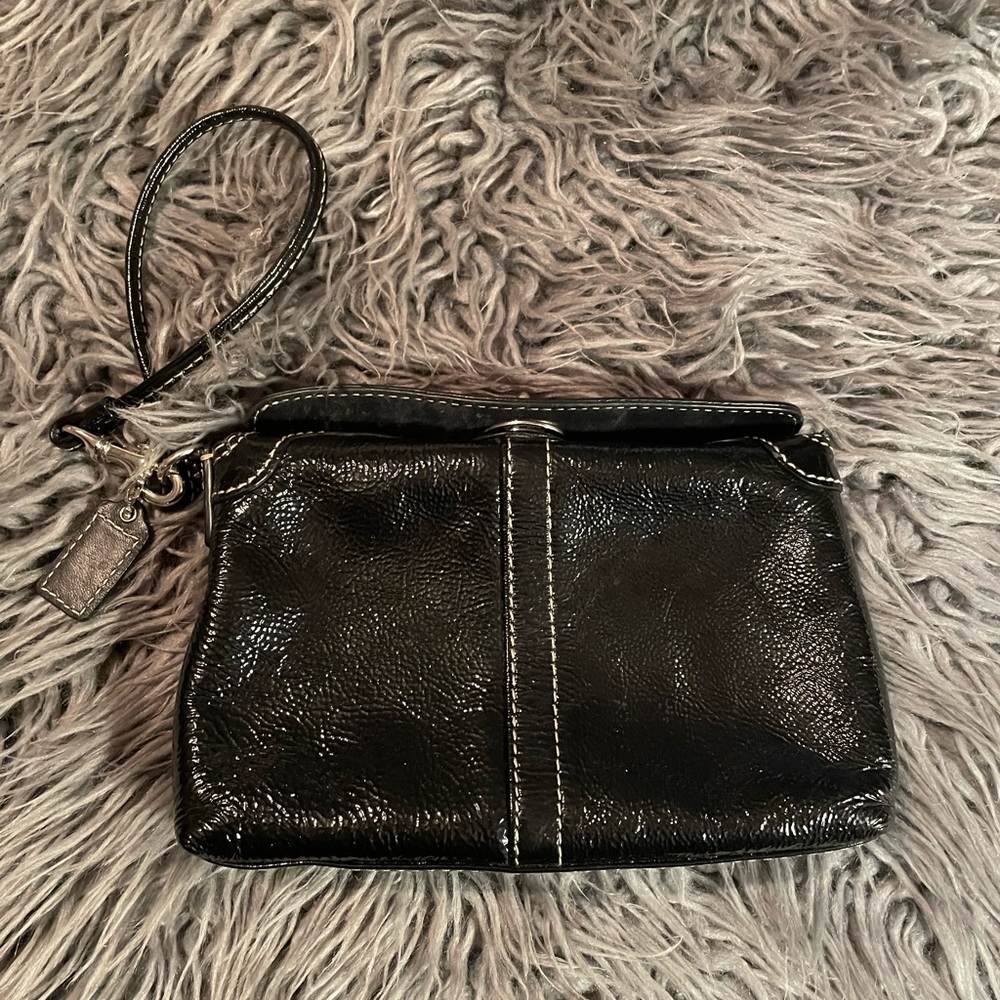 Coach wristlet - black patent leather